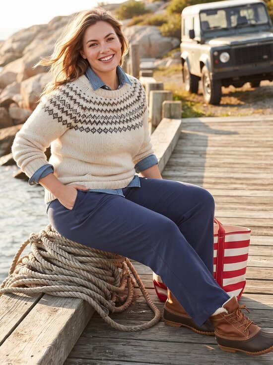 L.L. Bean Pants - L.L.Bean Women 1X Blue Pants Cotton Solid Casual Luxury Essential Lounge